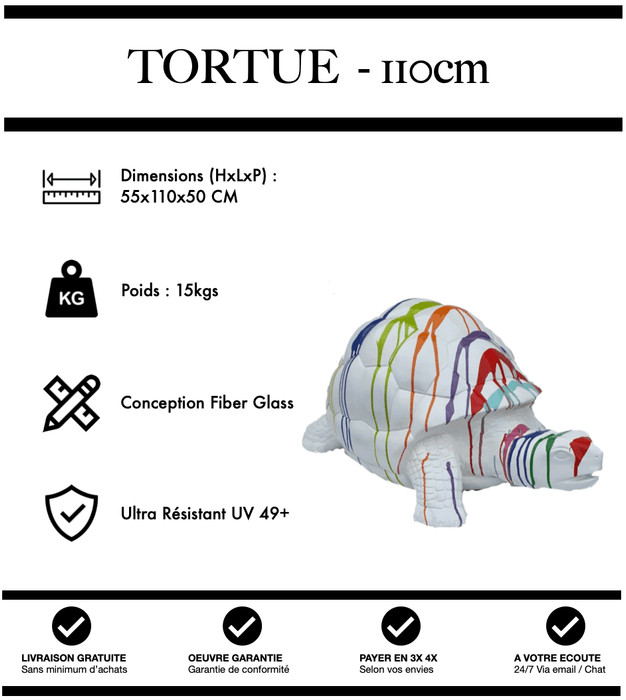 Sculpture Tortue Resine 110cm Statue - White Trash - MUZZANO