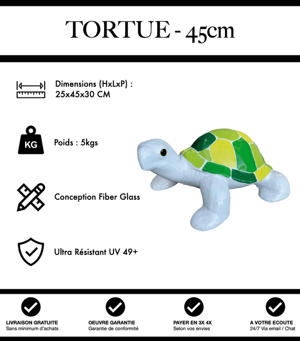 Sculpture Tortue Resine 45cm Statue - Blanc et Vert - MUZZANO