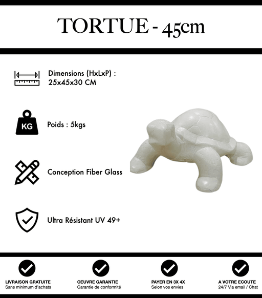 Sculpture Tortue Resine 45cm Statue - BLANC - MUZZANO