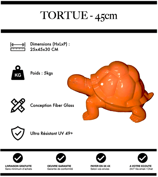 Sculpture Tortue Resine 45cm Statue - ORANGE - MUZZANO