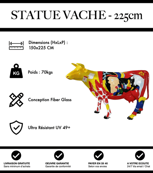 Sculpture Vache Resine XXL Réaliste 225cm Statue - ATYPIQUE - MUZZANO